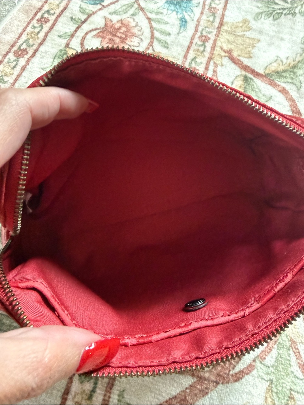Coach Red Satin Cosmetic Pouch with Silver Logo - Picture 6 of 6